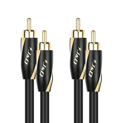 Image of J&amp;D Audiophiles RCA Cable, 24 AWG 2RCA Male to Stereo Interconnect Audio Gold Plated Subwoofer Cable for Home Theater, HDTV, Amplifiers, Hi Fi Systems, Speakers, 2.7 Meter