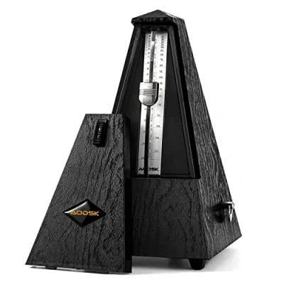 Image of AODSK Mechanical Metronome,Universal Metronome for Piano,Guitar,Violin,Drums and Other Instruments,Standard,Black(black) (Wood Grain Black)