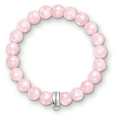 Image of Thomas Sabo Women Charm Bracelet Rose Quartz Club 925 Sterling Silver X0191 034 9