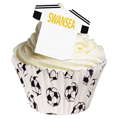 Image of Pack of 12 Edible Wafer Decorations Football Shirts Swansea 201 171