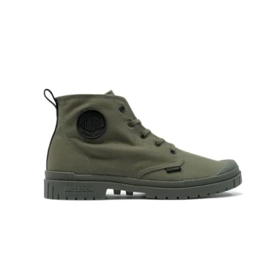 Image of Palladium SLIM FIT Unisex Hightop trainers, Size: 3.5, Olive night Cotton