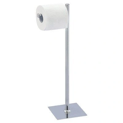 Image of Stainless Steel Toilet ROLL Holder Stand Swivel Free Standing Holds Extra Storage Bathroom (Stainless Square Base)