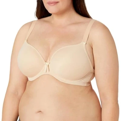 Image of Elomi Womens Bijou Banded Moulded Plunge T Shirt Bra Beige Polyamide Size 34GG