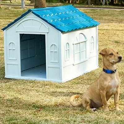 Image of Plastic Dog Kennel Pet HOUSE L &amp; XL Weatherproof Outdoor Durable Animal Shelter (DOG LARGE 76X65X63CM)