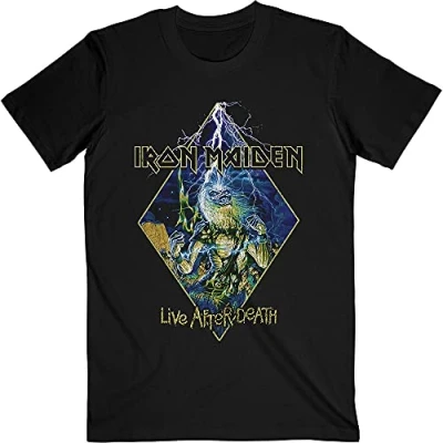 Image of Iron Maiden T Shirt Live After Death Diamond Band Logo Official Mens Black XL