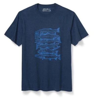 Image of Eddie Bauer Men&#039;s Reel Em in Graphic Tee Shirt, Heather Indigo, Large