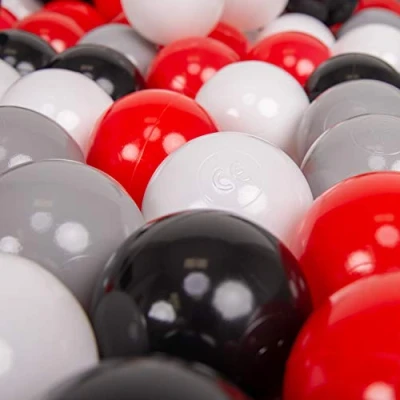 Image of KiddyMoon Soft Plastic Play Balls 100 Balls/7Cm 2.75In Multi Colour Made In EU, Grey/White/Red/Black