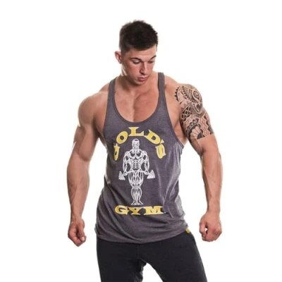 Image of Gold&#039;s Gym GGVST003 Men&#039;s Muscle Joe Premium Stringer Vest, Charcoal Marl, M