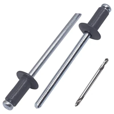 Image of SKIR&#039;CO (100 pcs) Painted Blind Rivets 4.0 x 8 mm, Aluminium Pop Rivets, Drill Bit Included (Graphite Grey RAL 7024)