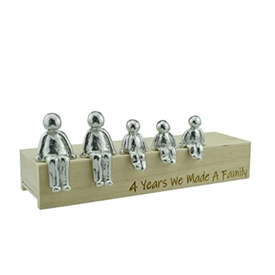 Image of 4th Anniversary Idea 4 Years We Made A Family Metal Ornament Choose Your Combination Box &amp; Woodgrain May Vary(3 Children)