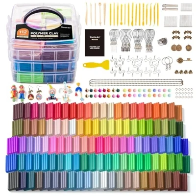 Image of Shuttle Art 112 Colors Polymer Clay Kit with 20 Tools, 16 Kinds of Accessories, Non Toxic, Sticky, Ideal DIY Craft Gift for Kids Adults