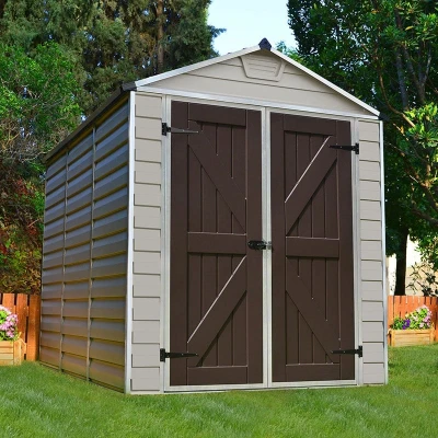 Image of 6&#039; x 8&#039; Palram Canopia Tan Skylight Plastic Shed (1.85m 2.29m)