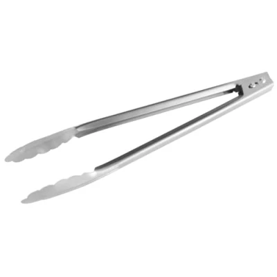 Image of FACKELMANN Multi Purpose Kitchen Tongs Stainless Steel Length 30cm, Heat Resistant, Heavy Duty BBQ Tongs, Metal Food Cooking &amp; Serving, Locking Clip Mechanism, Dishwasher Safe, Silver
