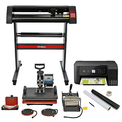 Image of 5 in 1 Combo Heat Press T Shirt Sublimation Printing Vinyl Cutter Plotter SignCut Software Printer Weeding Pack