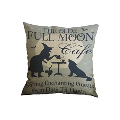 Image of Nunubee Cotton Linen Cushion Cover 18X18 Pillowcase Throw Pillow Case Sofa Decoration Witch 8