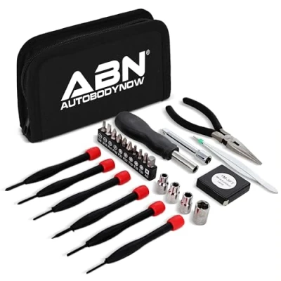 Image of ABN 25 Piece Tri Fold Mini Tool Set for Dorm, Travel, Office, Home Kit with Case Basic Repairs