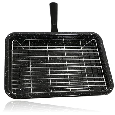 Image of Spares2go Small Grill Pan, Rack &amp; Detachable Handle for Rangemaster Oven Cookers