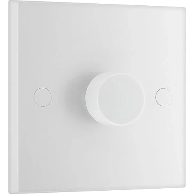 Image of BG Electrical Intelligent Single Wall Dimmer Switch, 2 Way, Square Edge, Nexus 900 Series, White Moulded, 200W, 981