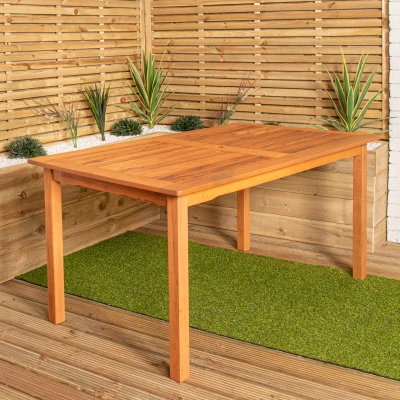 Image of Samuel ALEXANDER Grasmere Wooden Garden Table 6 Seater Outdoor Dining with Parasol Hole, Patio Table, and Chairs for Indoor Use