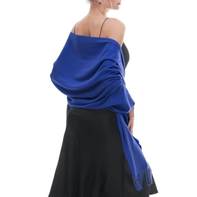 Image of RIIQIICHY Ladies Scarf Blue Pashmina Shawls and Wraps for Wedding Scarfs Women Winter