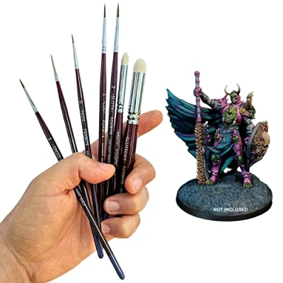 Image of FOXBITE Kolinsky Sable Set Brushes for Miniature Painting Modeling Pieces Fine Detail Paint Brush Kit Mini Paints Acrylic tabletop