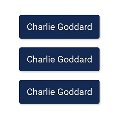 Image of 64 x No Iron Small Personalised Stick On Waterproof Washable Name Labels Great for Clothes, School Uniform, Equipment. School, Nursery, Day Care, Hospital Navy
