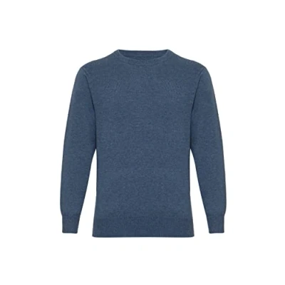 Image of Lona Scott Mens Cashmere Jumper, Crew Neck, Denim 3XL