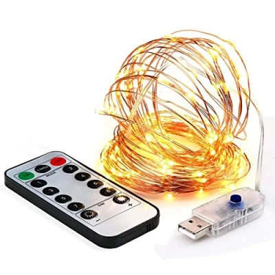 Image of Party Balloons 1Pcs Fairy Lights Copper USB Plug in, 2m 20 LED White Warm 8 Modes Wire String Remote Timer, Twinkle Firefly for Bedroom Night Room Decorations