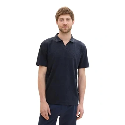 Image of TOM TAILOR Men&#039;s 1041841 Polo Shirt, 35621 Navy Palm Jacquard Design, 3XL