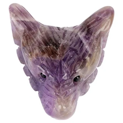Image of Hilitand Crystal Pendant Necklace Wolf Head Natural Quartz Carved Stone for DIY Jewelry