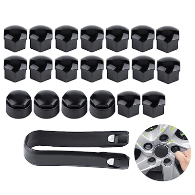 Image of 17mm round Wheel Nut Rim bolt caps cap Cover covers,20pcs Car Auto Hub Screw Protection Anti theft Cap(Black)