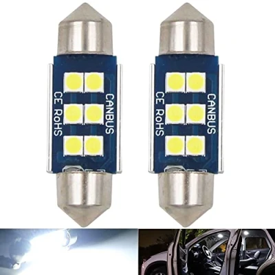 Image of HSUN 42MM Festoon C5W LED Bulb,12V 14V 569 578 212 2 2112 2122 214 Canbus Error Free with 8LED SMD3030 Chip for Interior Dome Map Light and more,2 Pack,6000K White