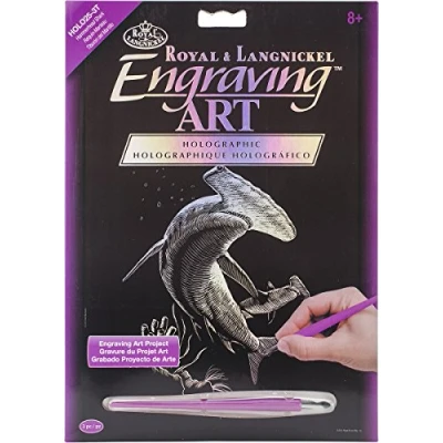 Image of Royal Brush Holographic Foil Engraving Art Kit 8&quot;X10&quot; Hammerhead Shark