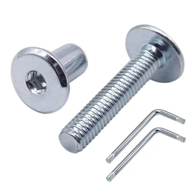 Image of SKIR&#039;CO (10 pcs) Zinc Plated Steel Joint Connector Bolts M6 x 35 mm With Nuts, Furniture Bolt, Hex Allen Screws