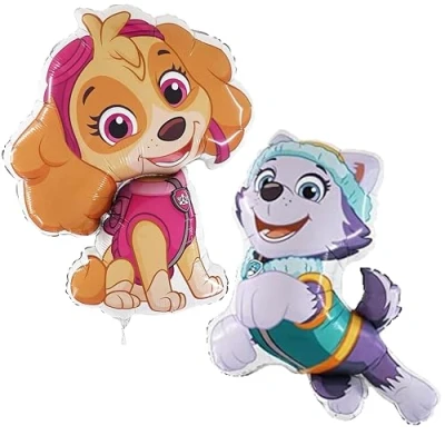Image of Toyland® Pack Of 2 Paw Patrol Foil Balloon 1 x 81cm (32&quot;) Skye &amp; 86cm (34&quot;) Avalanche/Everest Shaped Character Balloons