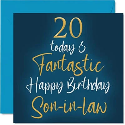 Image of Fantastic 20th Birthday Cards for Son in law 20 Today &amp; Happy Card from laws, Gifts, 145mm x Greeting Gift