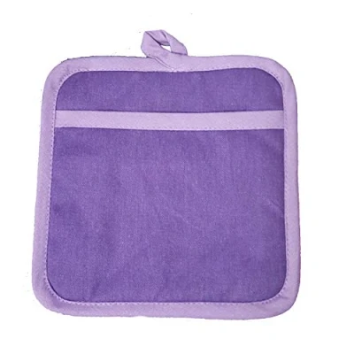 Image of Prime Homewares Plain Purple Design Pot Holder, Double Oven Glove, Tea Towels, Apron, (Pot Holder)