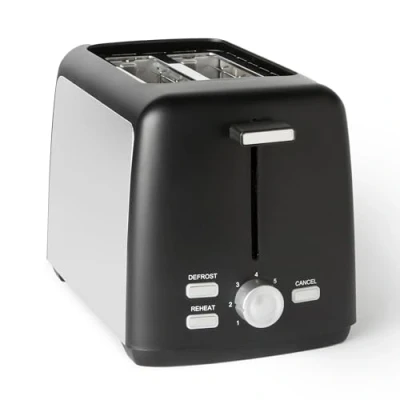 Image of Amazon Basics Toaster 2 Slice with 7 Shade Settings and Removable Crumb Tray, Extra Wide Slots, 800W, Black