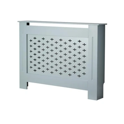 Image of Home Source Radiator Cover Wooden Wall Cabinet Shelf Decorative Grill, Grey, Medium 112cm