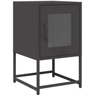 Image of vidaXL Bedside Cabinet Black 36x39x60.5 cm Cold rolled Steel