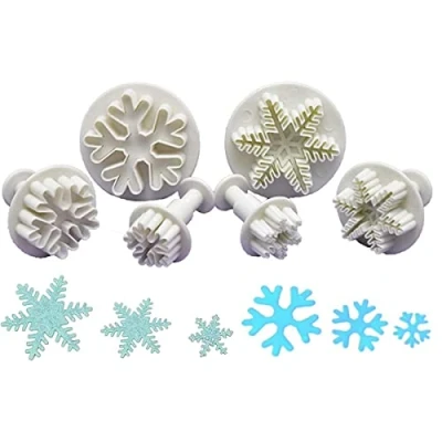 Image of MaoNativey 6PCS Snowflake Bakeware Tools Cookie Cutter Cupcake Decorating Fondant Mould Cake for Decorating, Party Designs