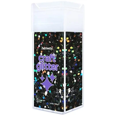 Image of Glitter for Craft Shaker Black Holographic Resin Tumblers Cards Christmas Jewellery Candle Super Chunky Nail Face Cosmetic 110g / 3.9oz