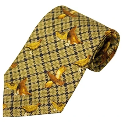 Image of Bisley Tie Green Grouse Silk