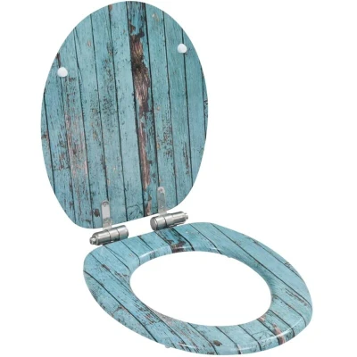 Image of vidaXL WC Toilet Seat with Soft Close Lid MDF Old Wood Design