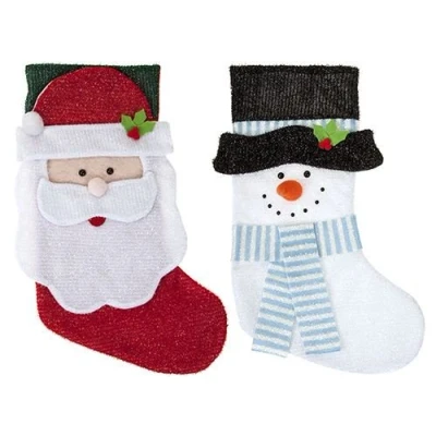 Image of Snow White 1 x 40cm CHRISTMAS Character SNOWMAN or SANTA Children&#039;s Tinsel STOCKING, Selected randomly!