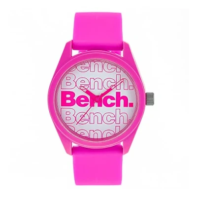 Image of Bench Womens Watch with Matt White Dial and Pink Silicone Strap, 39mm Diameter Case BEL001P 2 Year Warranty