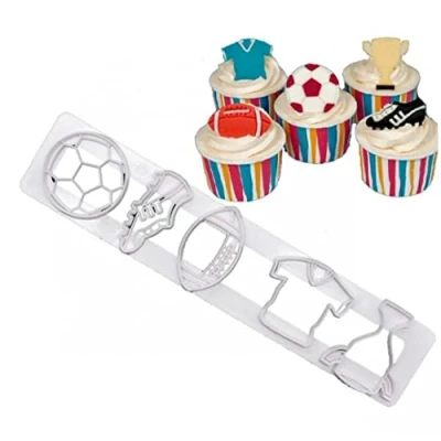 Image of vepoty Theme Cake Cutter Mold Football Fondant Sugarcraft Cookie Plastic Decorating Tools