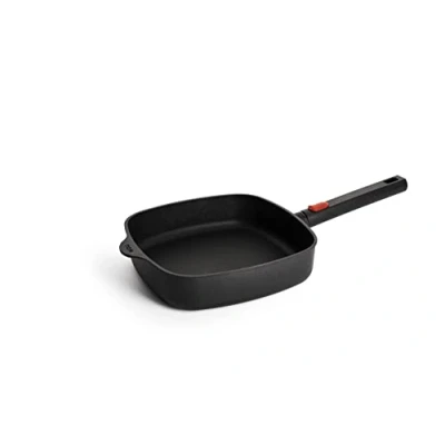 Image of Woll Diamond Logic XR Square Cast Iron Frying Pan Induction 24 cm x 6 High with Removable Handle Suitable for All Hob Types Aluminium Non Stick Coating Oven Proof Black