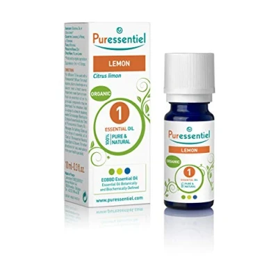 Image of Puressentiel Organic Lemon Essential oil 10ml 100 % Pure &amp; Natural, Vegan Aromatherapy Diffusion, Inhalation, Bath Fresh Fruity scented Undiluted, assured traceability
