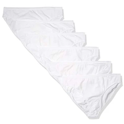 Image of Amazon Essentials Women&#039;s Cotton High Leg Brief Underwear (Available in Plus Size), Pack of 6, White, 16